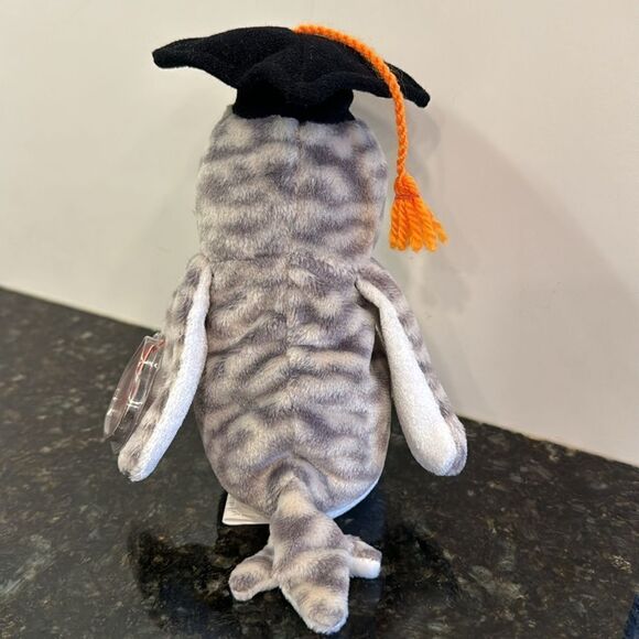 TY Beanie Baby Wiser The Snow Owl Graduate w/ Graduation Cap Class of 1999 - Picture 4 of 10